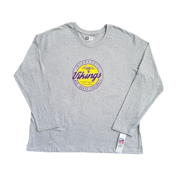 NFL Team Apparel Minneapolis Vikings Long Sleeve TShirt Women's Plus 2X Gray NEW - Picture 1 of 7